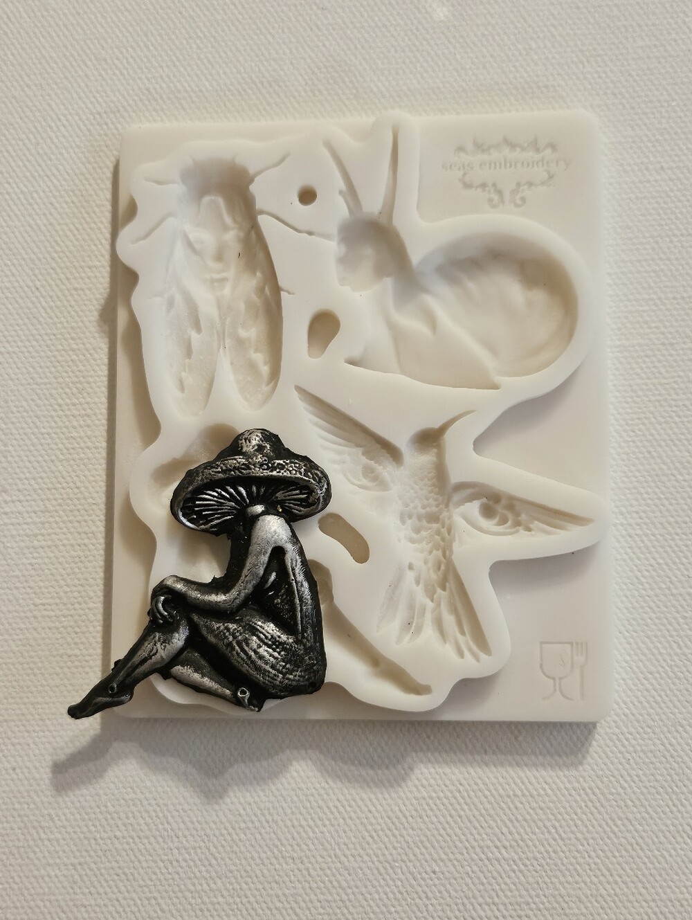 Silicone Mold with Hummingbird, Mushroom Lady & Insect Shapes